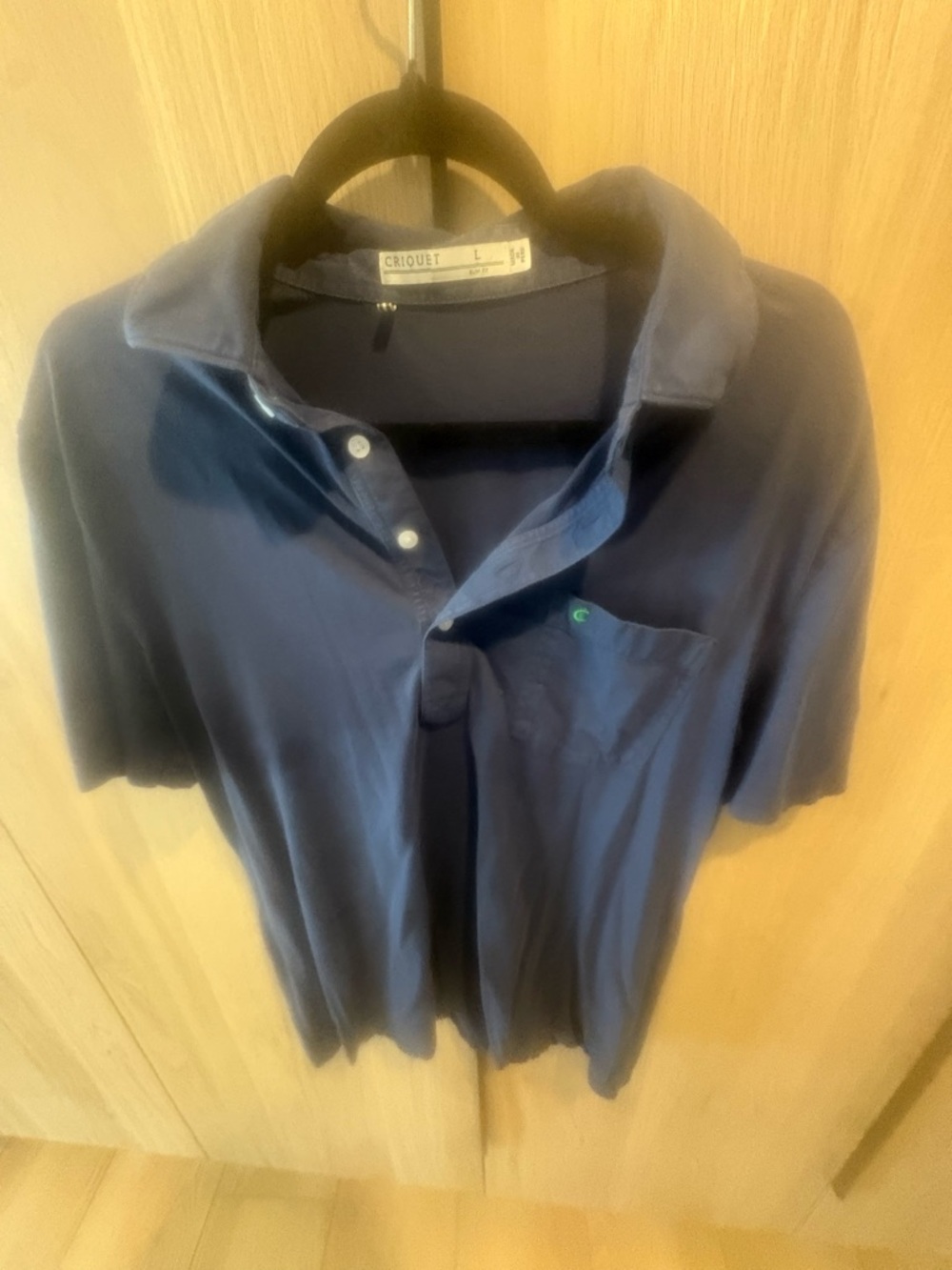 Criquet Navy Button-Up Shirt with Subtle Green Tag